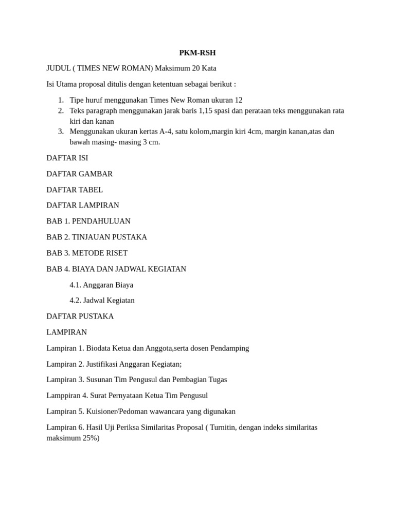 Panduan Penyusunan Proposal PKM-RSH | PDF