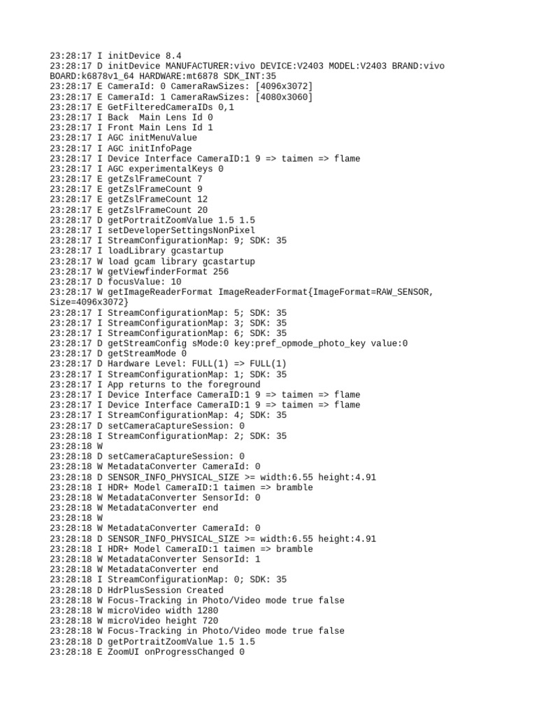 Fresh Look at Vivo V2403 Camera Initialization Log Pdf Computing