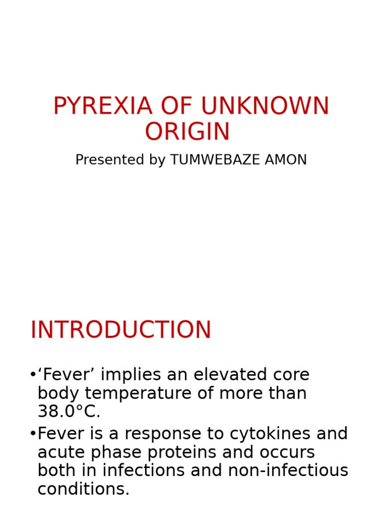 Definition of Pyrexia of Unknown Origin | PDF