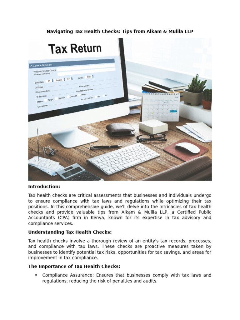 Effective Tax Health Checks Guide | PDF | Internal Control | Regulatory ...