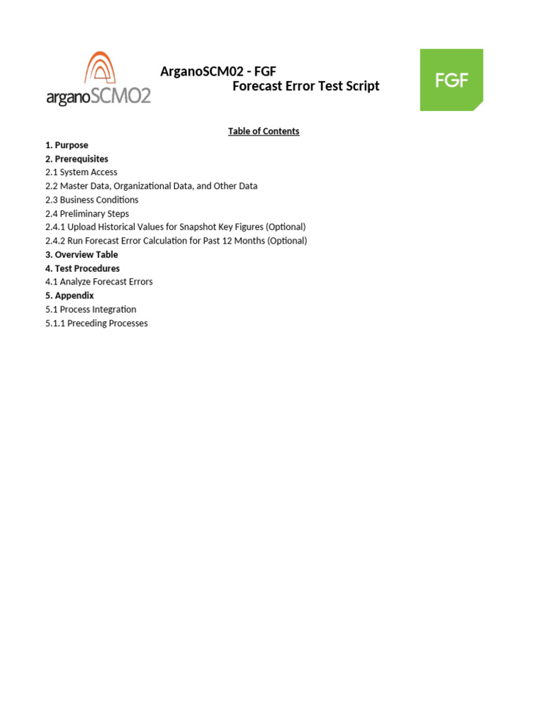 S&OP Forecast Error Testing Guide | PDF | Forecasting | Software