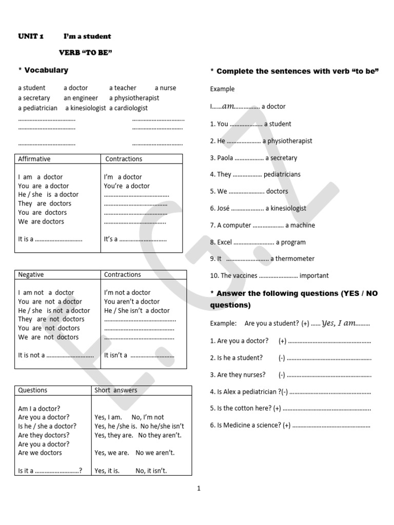 "Learning the Verb 'To Be' in English" | PDF | Plural | Grammatical Number