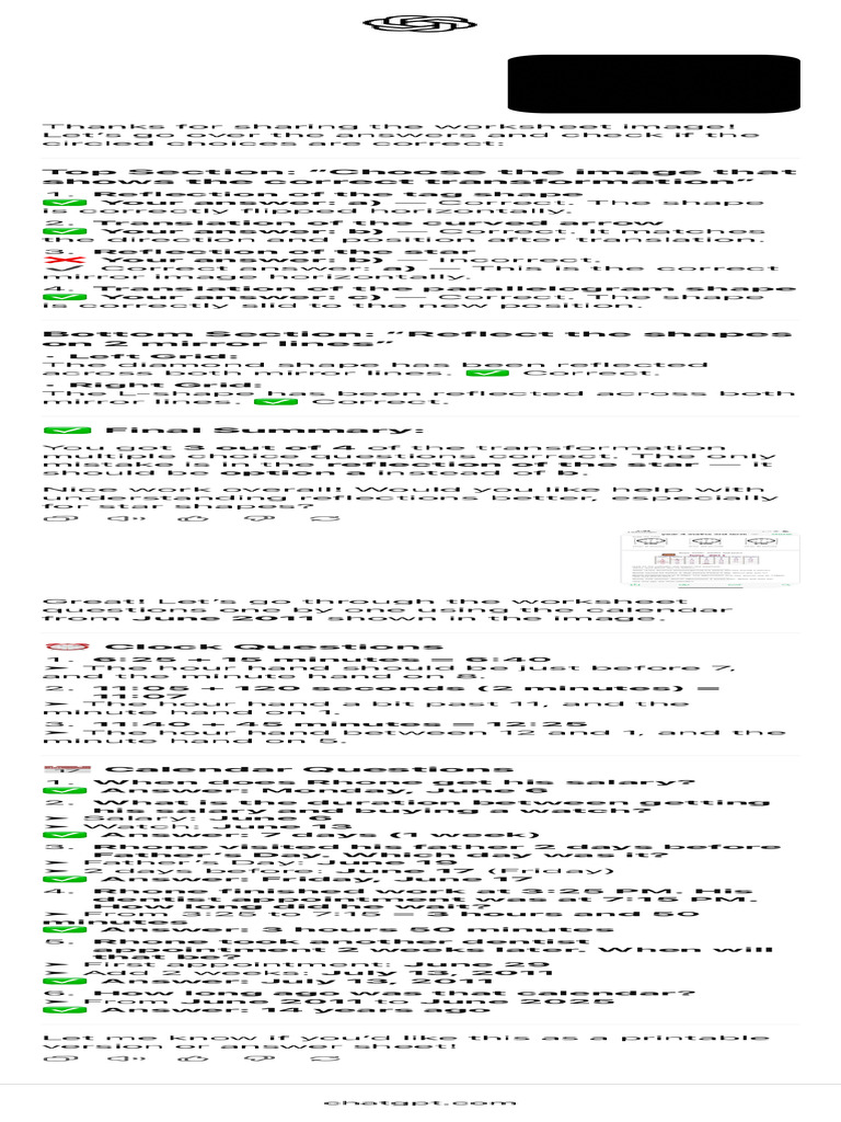 Transformation Worksheet Review | PDF
