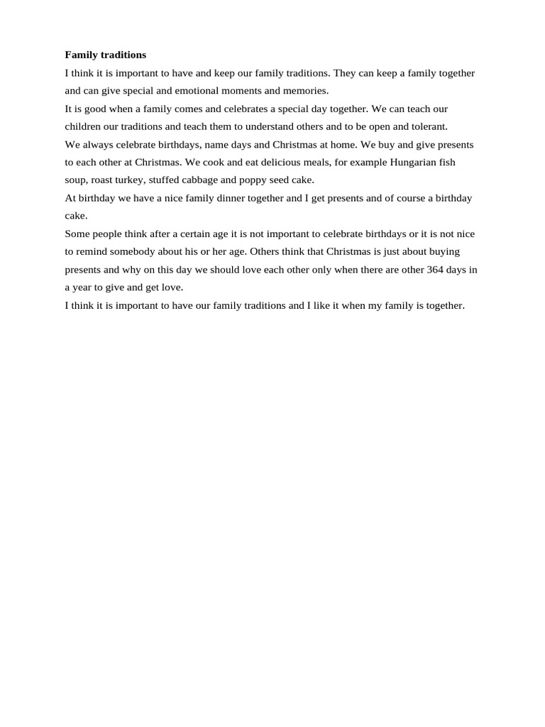 Family Traditions | PDF