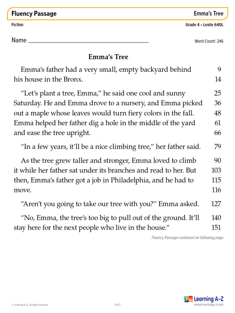 Emma's Tree: A Heartwarming Story | PDF