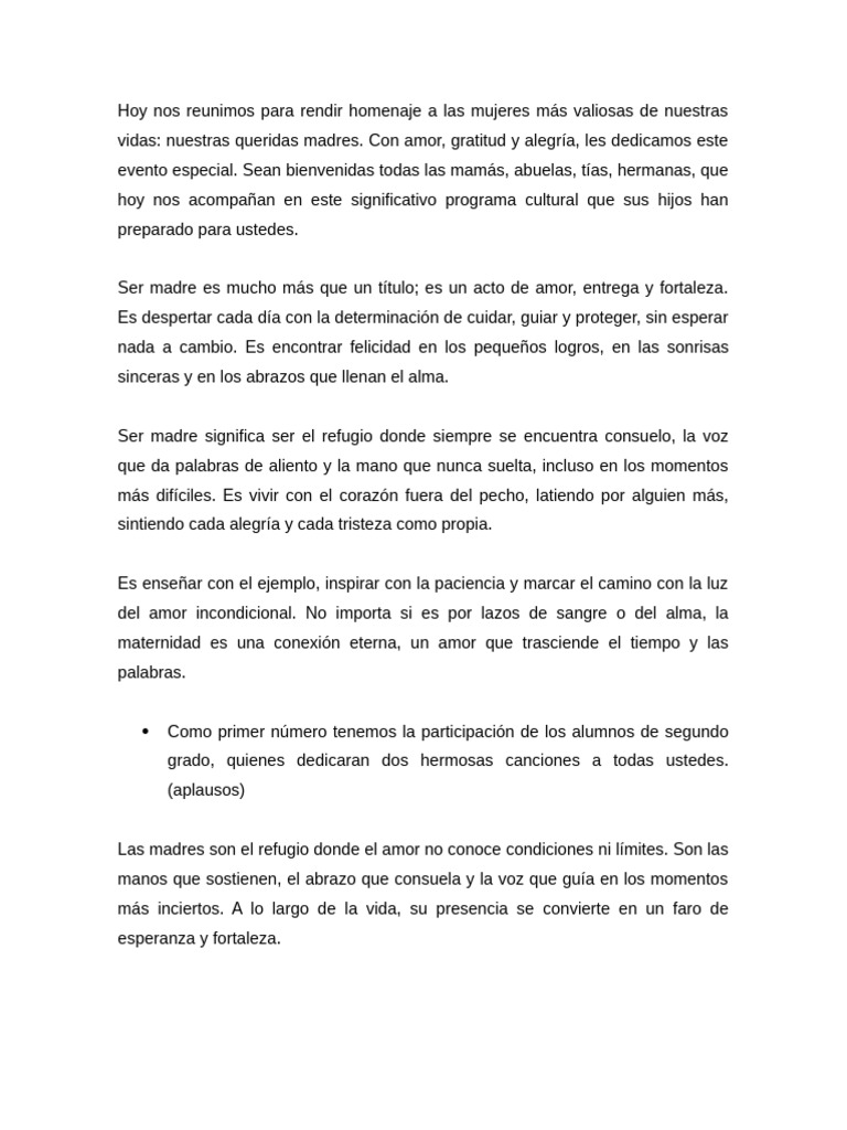 Programa Día de Las Madres | PDF | Amor