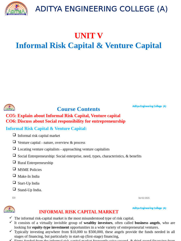 Informal Risk & Venture Capital Overview | PDF | Corporate Finance ...