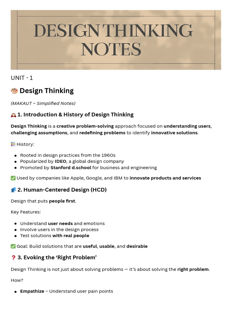 Design Thinking Simplified Notes | PDF | Design Thinking | Usability
