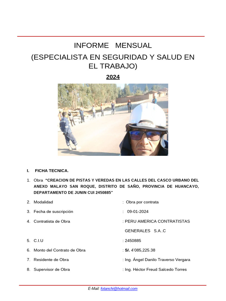 Informe Mensual de Seguridad en Obra 2024 | PDF | Seguridad y salud ...