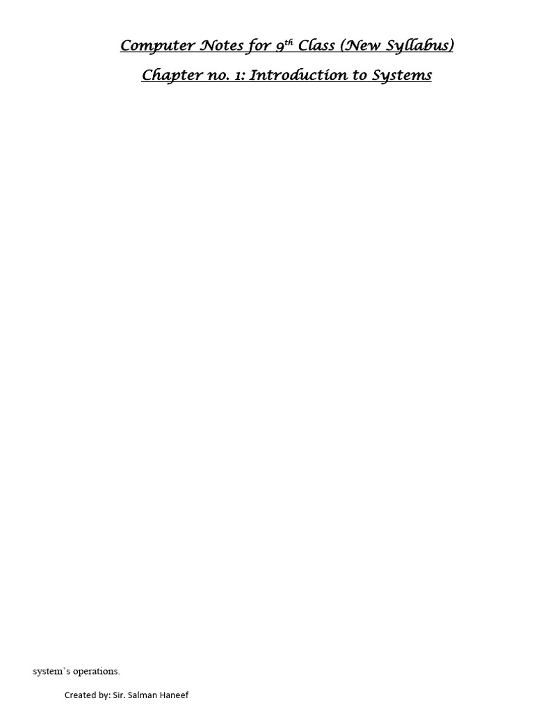 Computer Notes for 9th Class very easy to understand | PDF | Computer ...