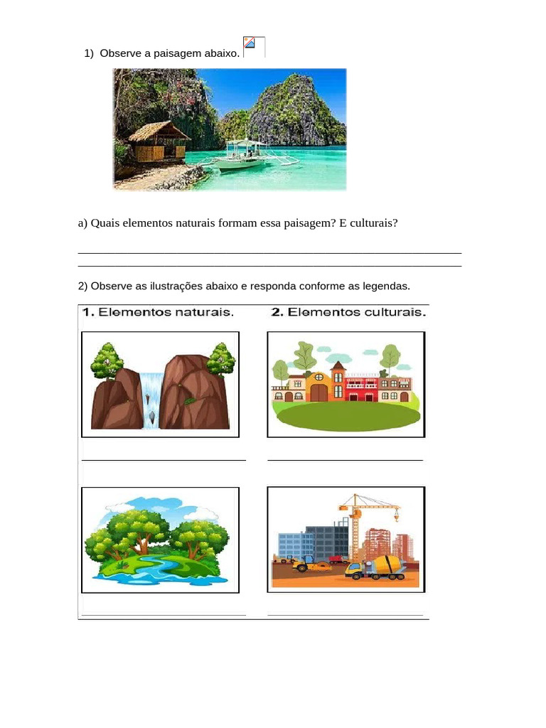 Atividades sobre Paisagens Naturais e Culturais | PDF