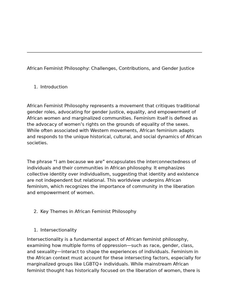 African Feminist Philosophy Explained | PDF | Gender Studies | Feminism