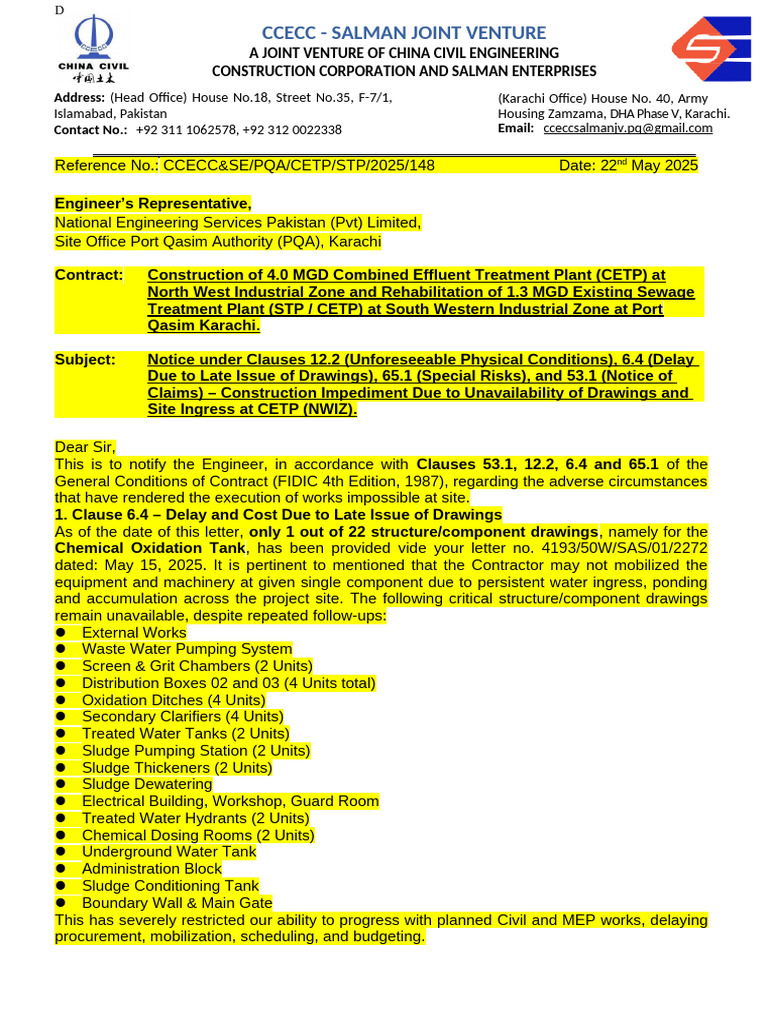PQA Road & STP & CETP Letters at Notice of Drawings | PDF | Joint ...
