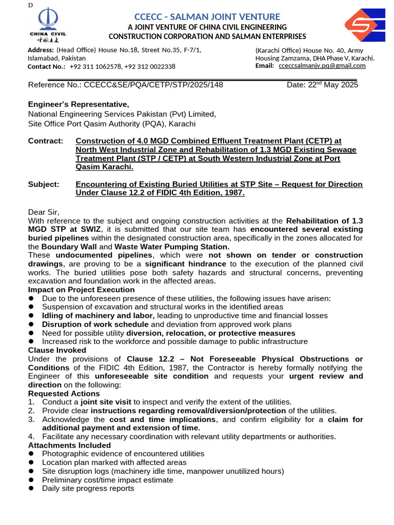 PQA Road & STP & CETP Letters at STP Utilities | PDF