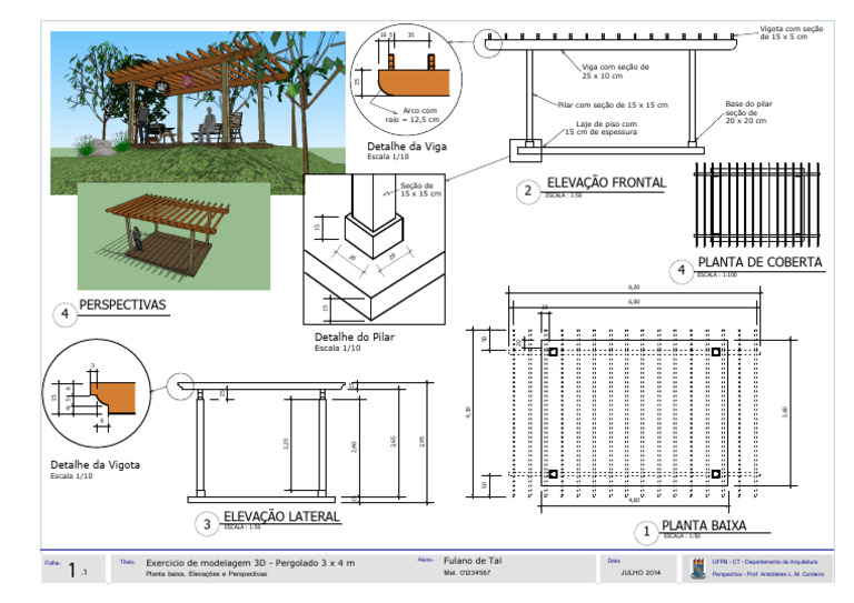 PERSP - Pergolado 3 X 4 Com Detalhes | PDF