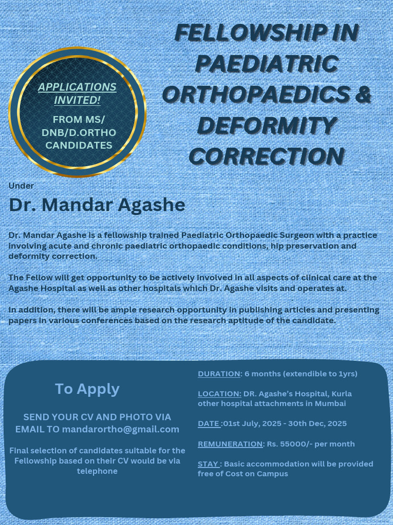Dr. Mandar Agashe Fellowship | PDF