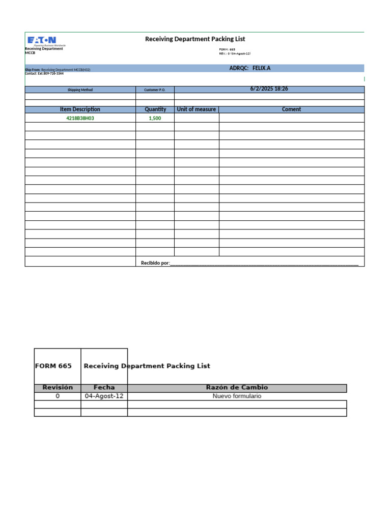 Hoja de Entrega A Incoming | PDF