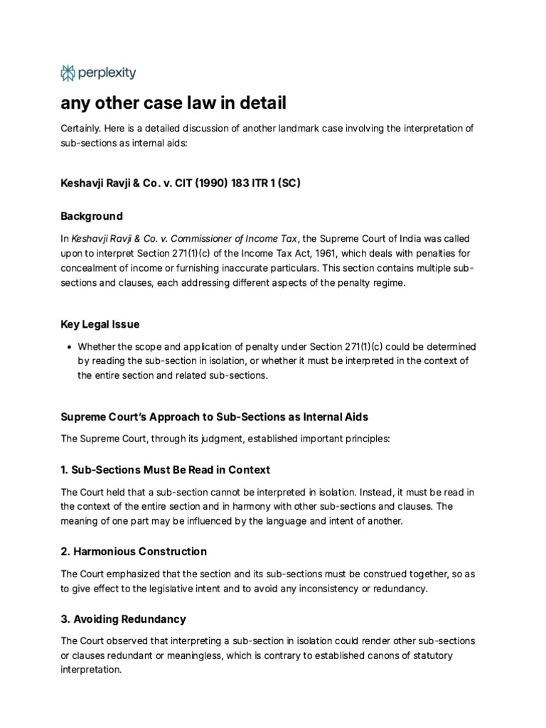 Keshavji Ravji & Co. Case Analysis | PDF | Case Law | Supreme Court Of ...