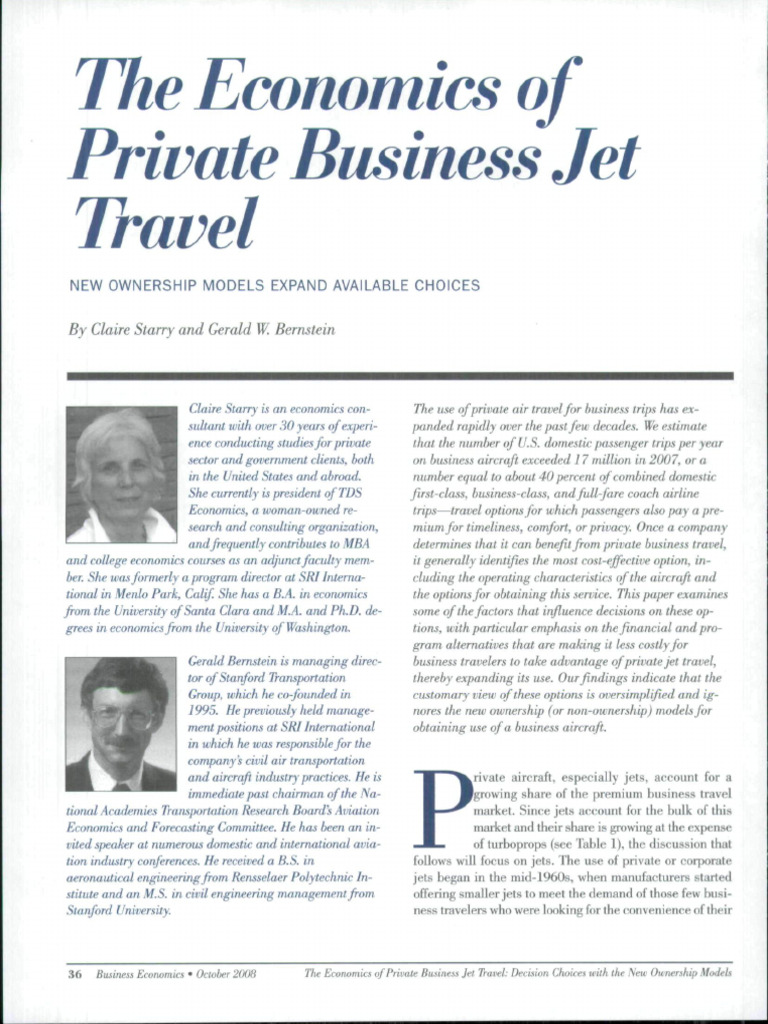 The Economics of Provate Jets | PDF | Net Present Value | Aviation