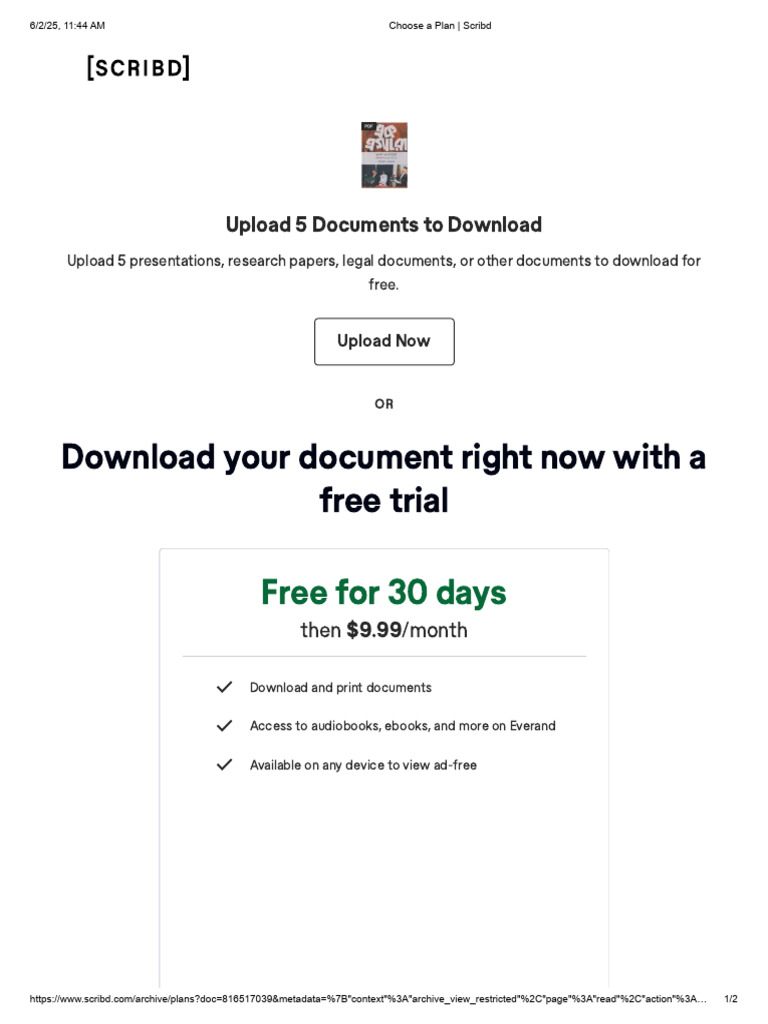 Scribd Subscription Plans Overview | PDF
