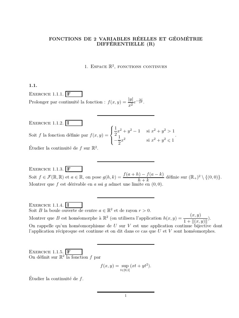 Fonctions de deux variables et calcul différentiel | PDF | Courbure ...