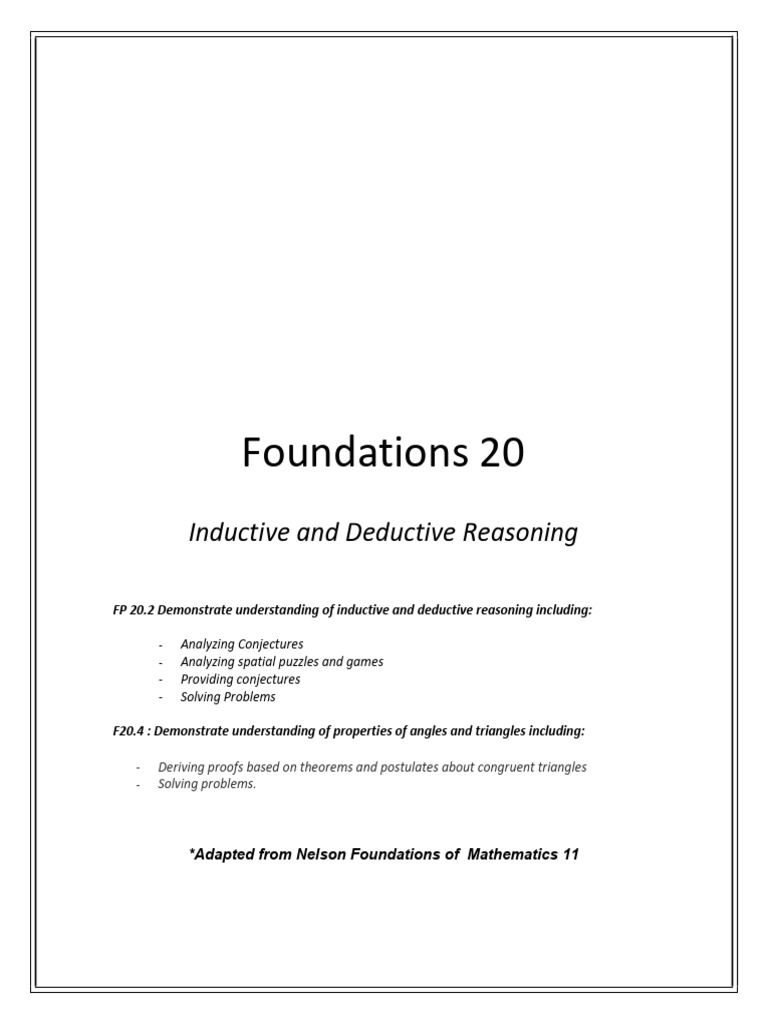 Inductive and Deductive Reasoning Guide | PDF | Triangle | Angle