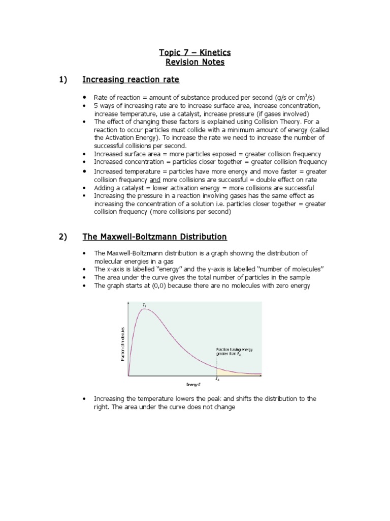As Topic 7 Notes - Kinetics | PDF | Reaction Rate | Activation Energy