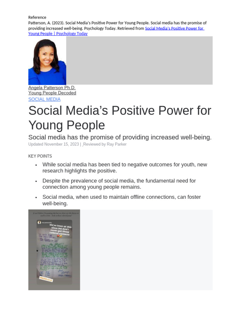 Social Media's Positive Impact on Youth | PDF | Social Media | Popular ...