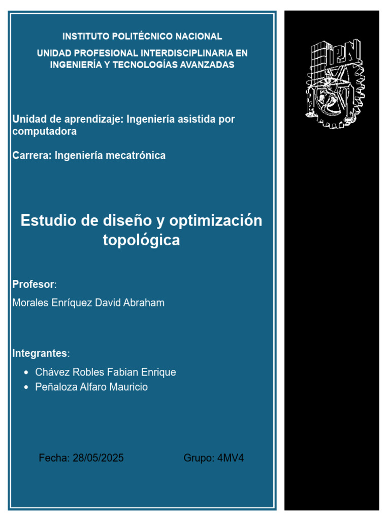 Parcial 3 - Estudio de Diseño y Optimización Topológica | PDF ...