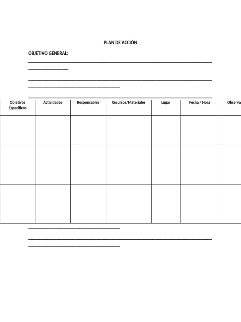 Formato para El Plan de Acción | PDF