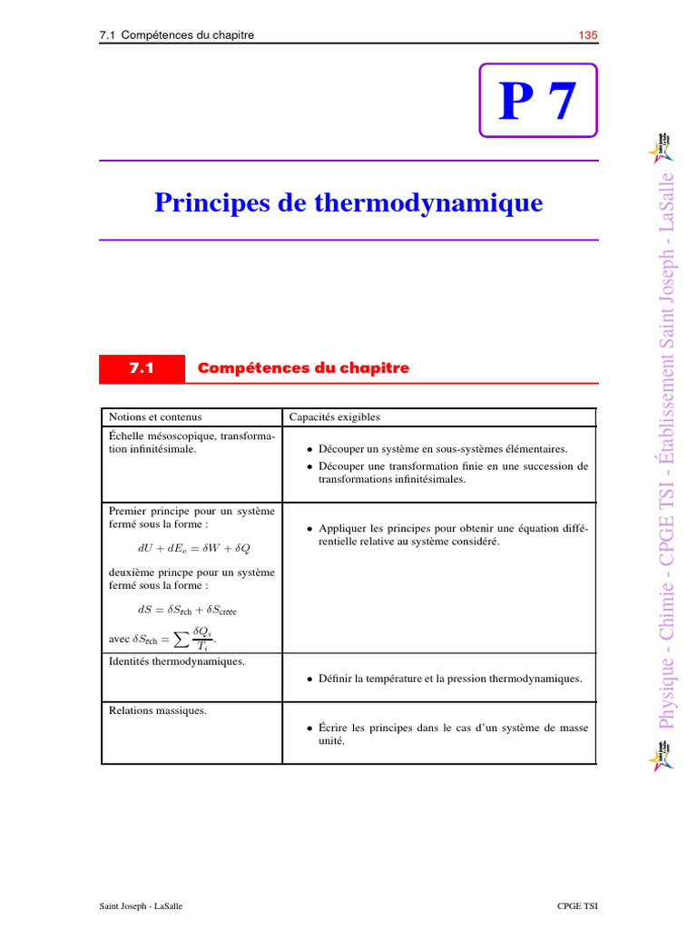 Principes de la thermodynamique | PDF | Entropie | Thermodynamique