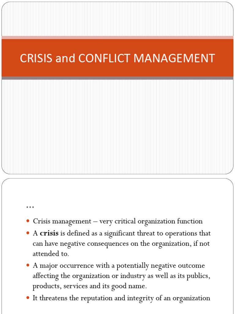 Crisis and Conflict Management Guide | PDF | Crisis Management