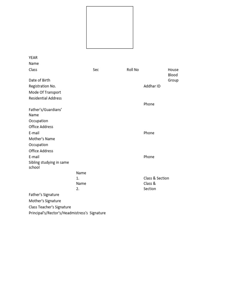 Student Registration Form Template | PDF