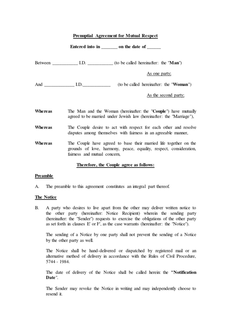 Prenuptial Agreement for Couples | PDF | Relationship Counseling | Marriage