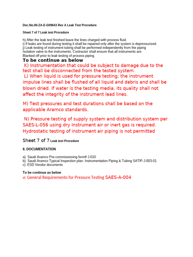 Instrument Tubing Leak Test Guidelines | PDF