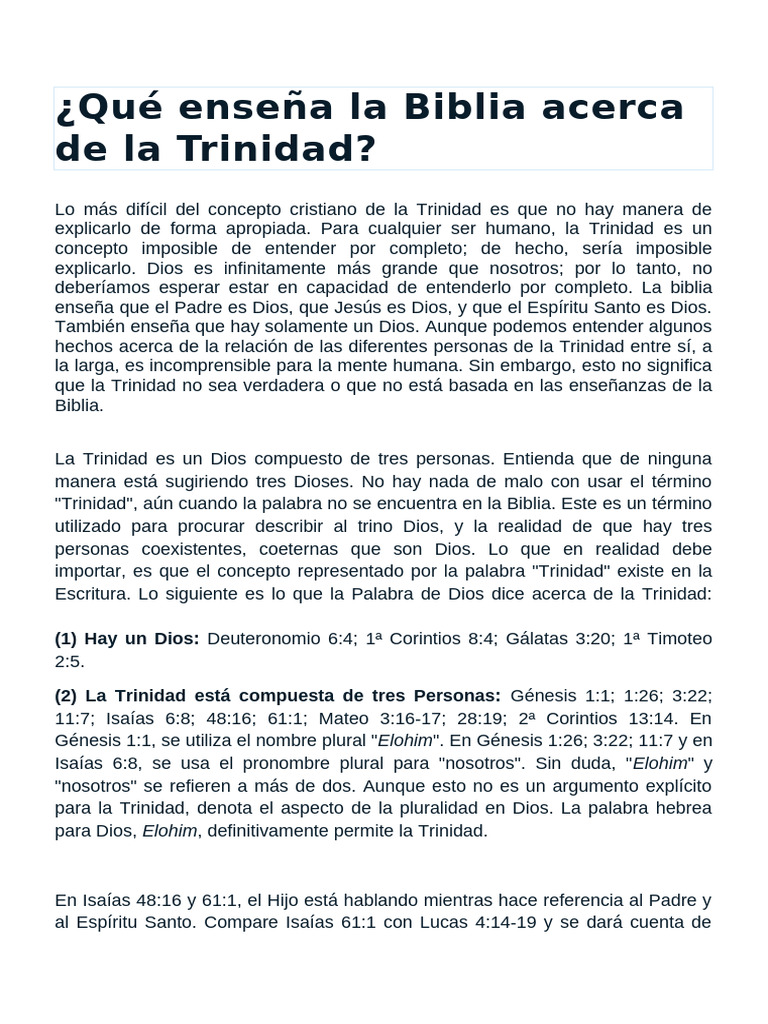 La Trinidad en la Biblia para Niños | PDF | Dios | Trinidad