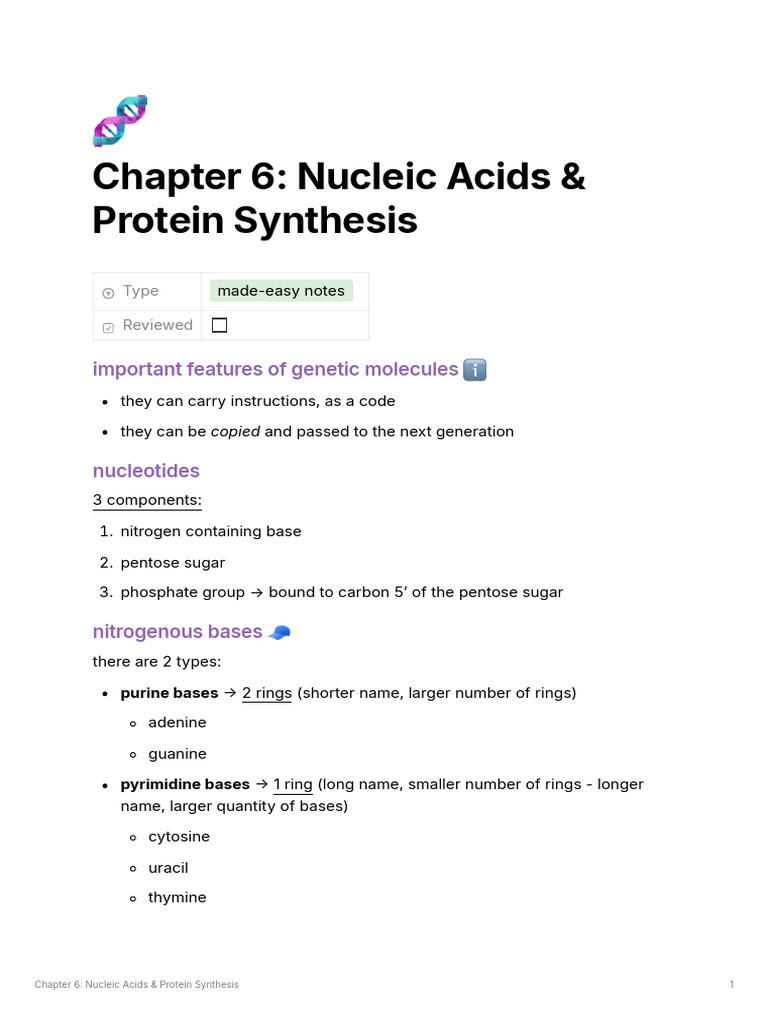 Nucleic Acids and Protein Synthesis Guide | PDF | Translation (Biology ...