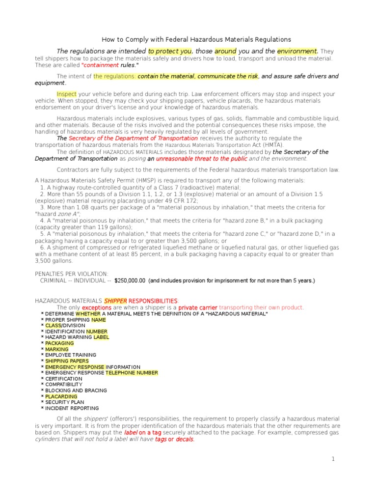 HazMat CDL Study Guide --UPDATED Jan. 2013 changes | Dangerous Goods ...