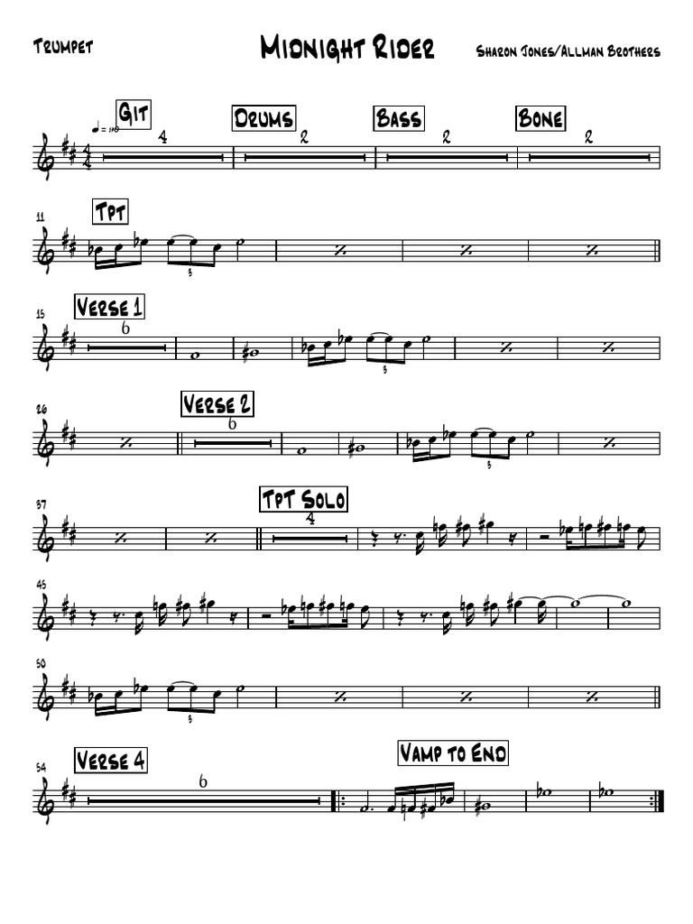 Midnight Rider Sheet Music and Tabs | PDF