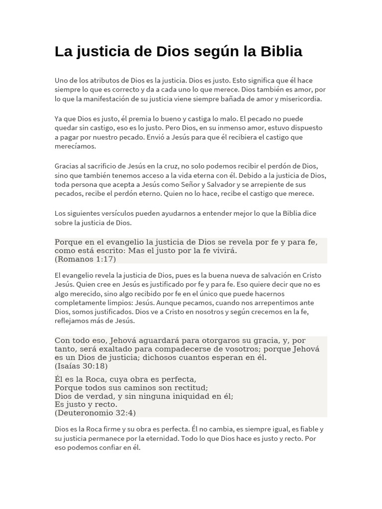 La Justicia de Dios Según La Biblia | PDF | Cristo (título) | Pecado