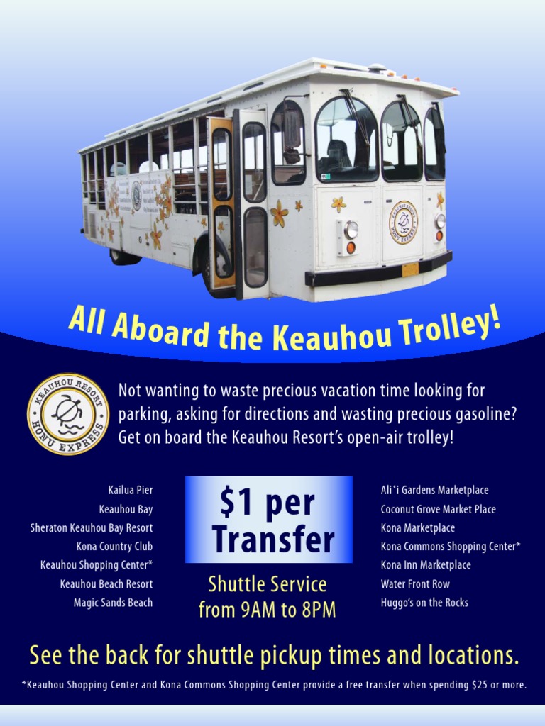 Kona Trolley Schedule[1] Hawaii Nature