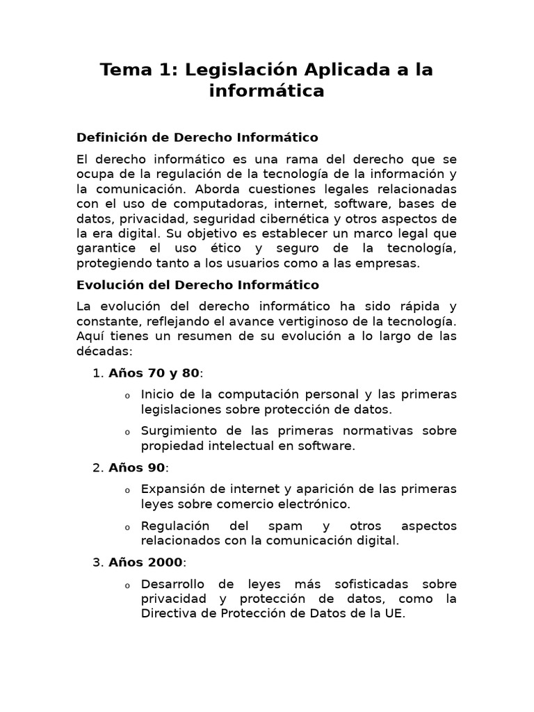 Derecho Informático: Evolución y Claves | PDF | La seguridad ...