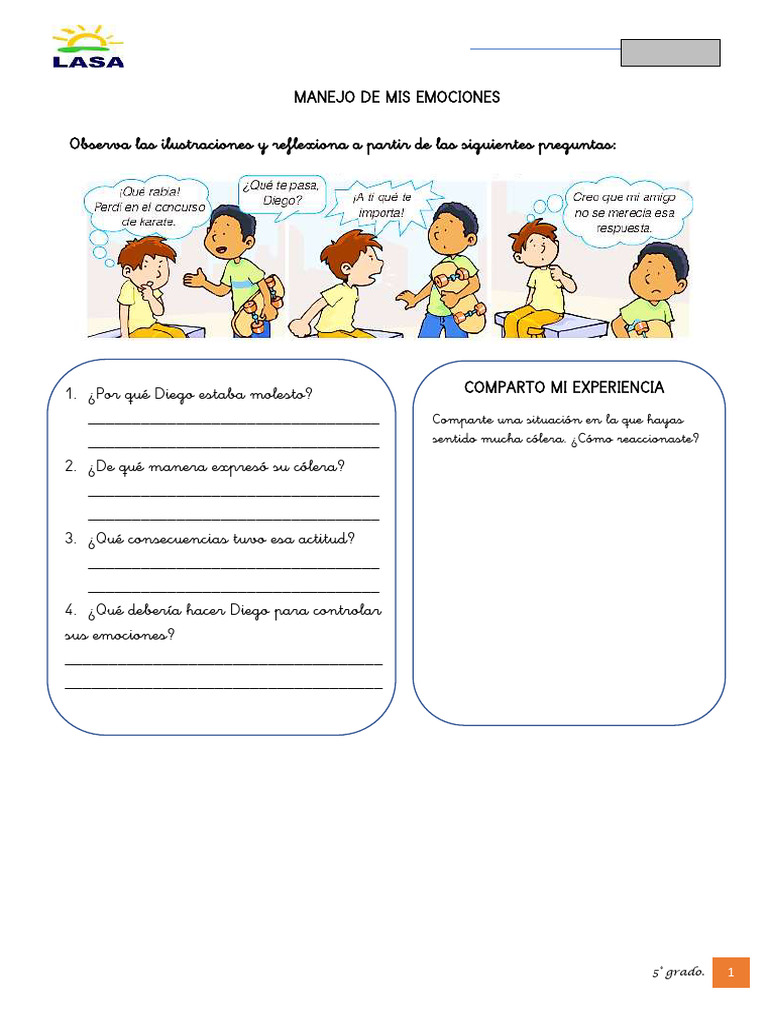 Manejo de Emociones en 5° Grado | PDF