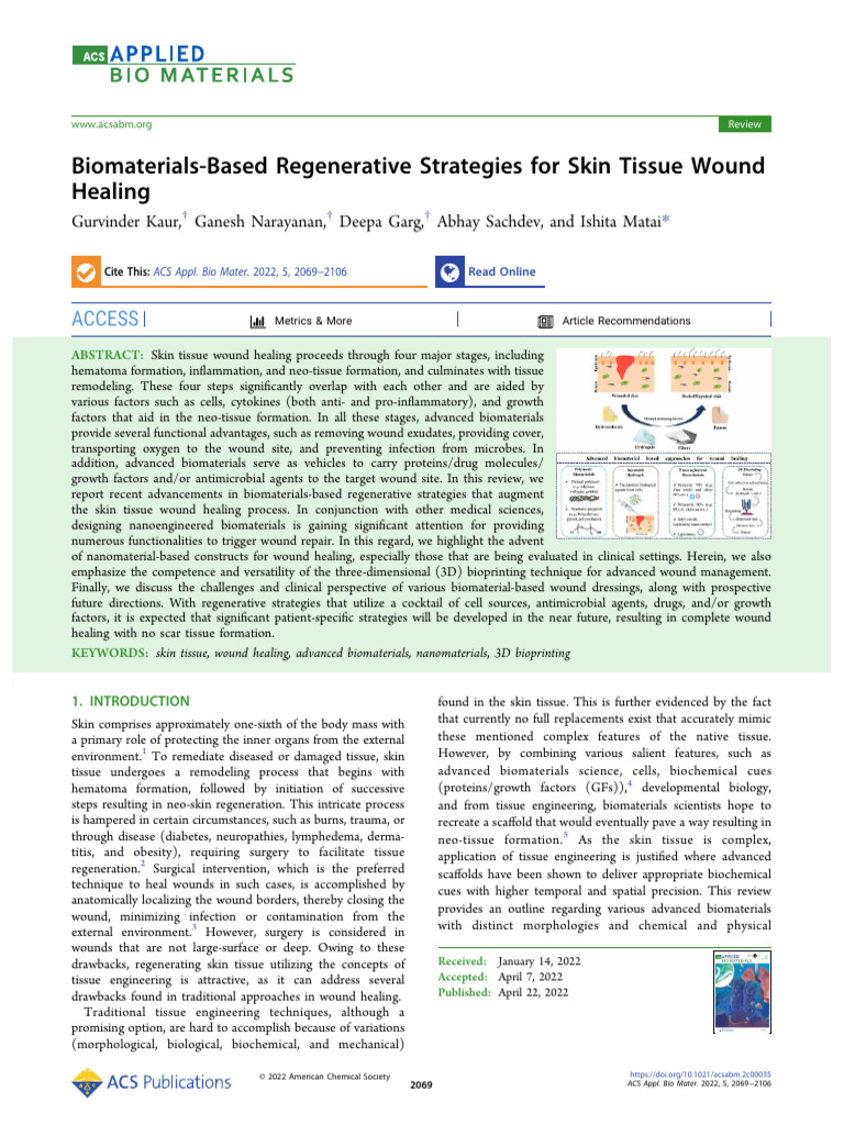 Biomaterials for Skin Wound Healing | PDF | Epidermis | Extracellular ...