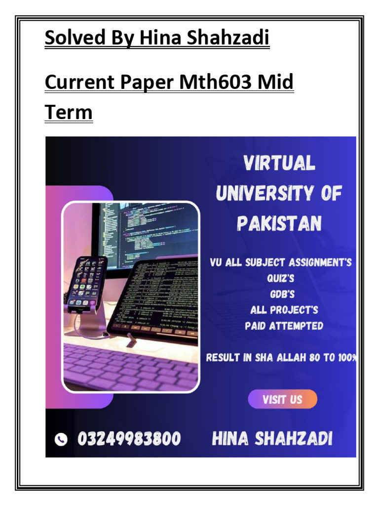 Current Paper Mth603 Mid Term | PDF
