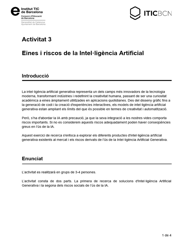 Activitat 3 Gen AI I Riscos | PDF