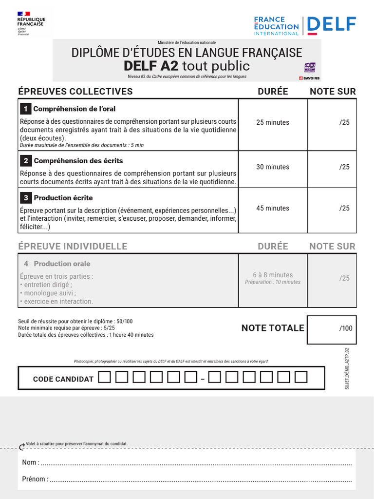 Épreuves DELF A2 : Guide complet | PDF