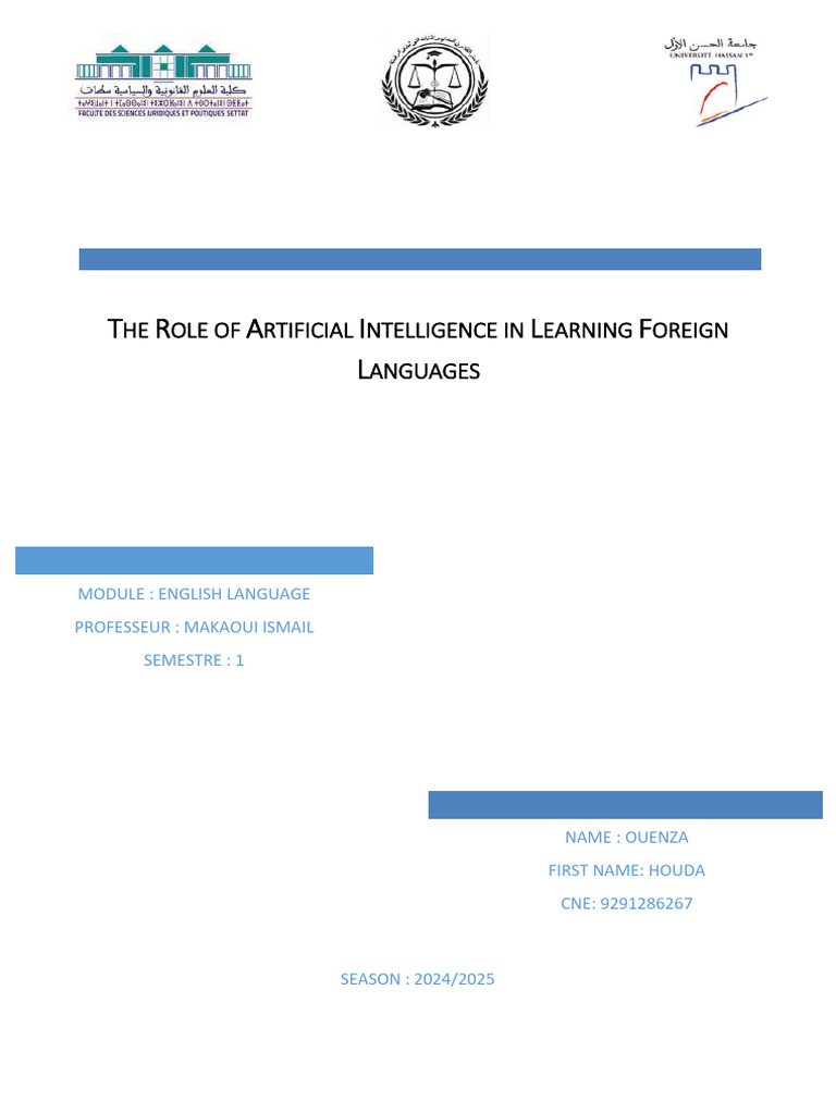 The Role of Artifcial Intelligence in Learning Foreign Languages | PDF ...