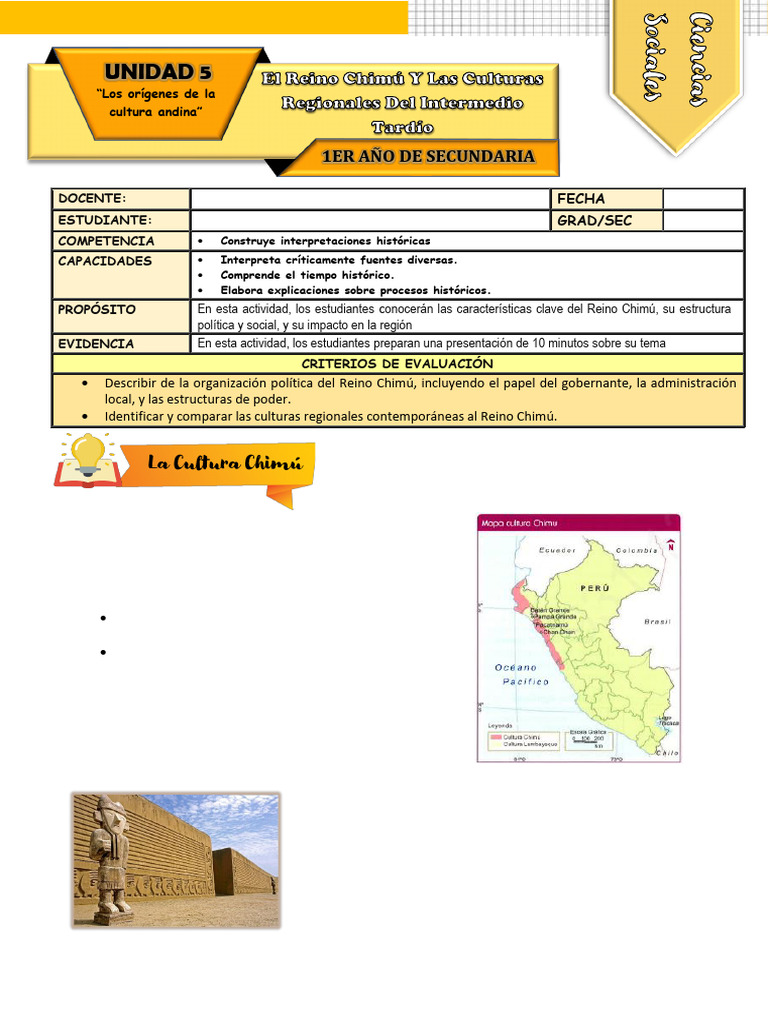Ficha de Actividad CCSS 1° - Semana 5 | PDF | Era precolombina | Andes