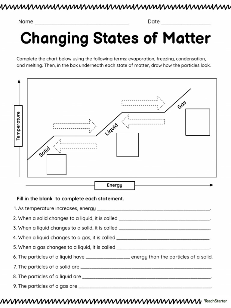 Changing Phasesof Matter Worksheets Printable PDF | PDF | Evaporation ...